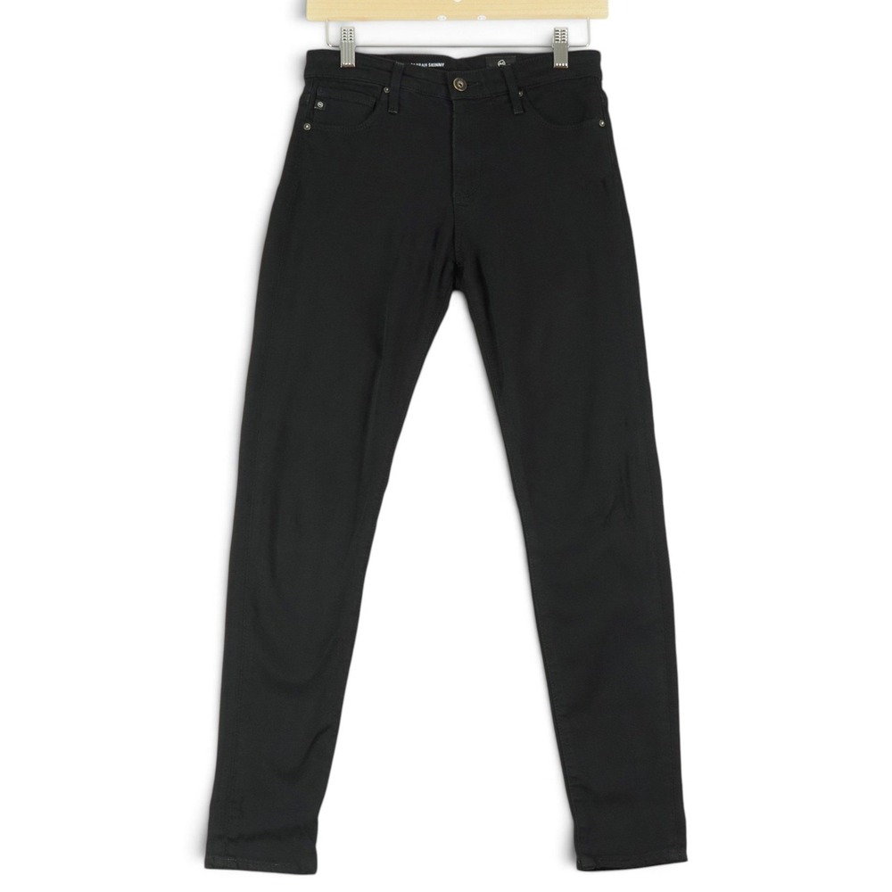 AG Womens The Farrah Skinny Jeans 25R Black High Rise Stretch Minimalist Chic